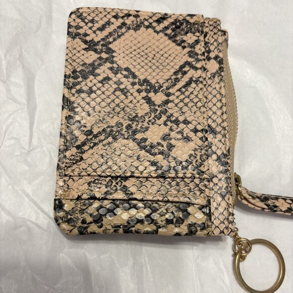 Women's Slim Keychain Wallet w/ Zipper and card holders - Compact Beige - Picture 1 of 3